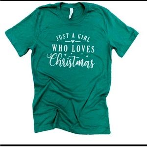 Girl Loves Christmas Graphic Tee. Ready for Christmas Day with pretty tee
